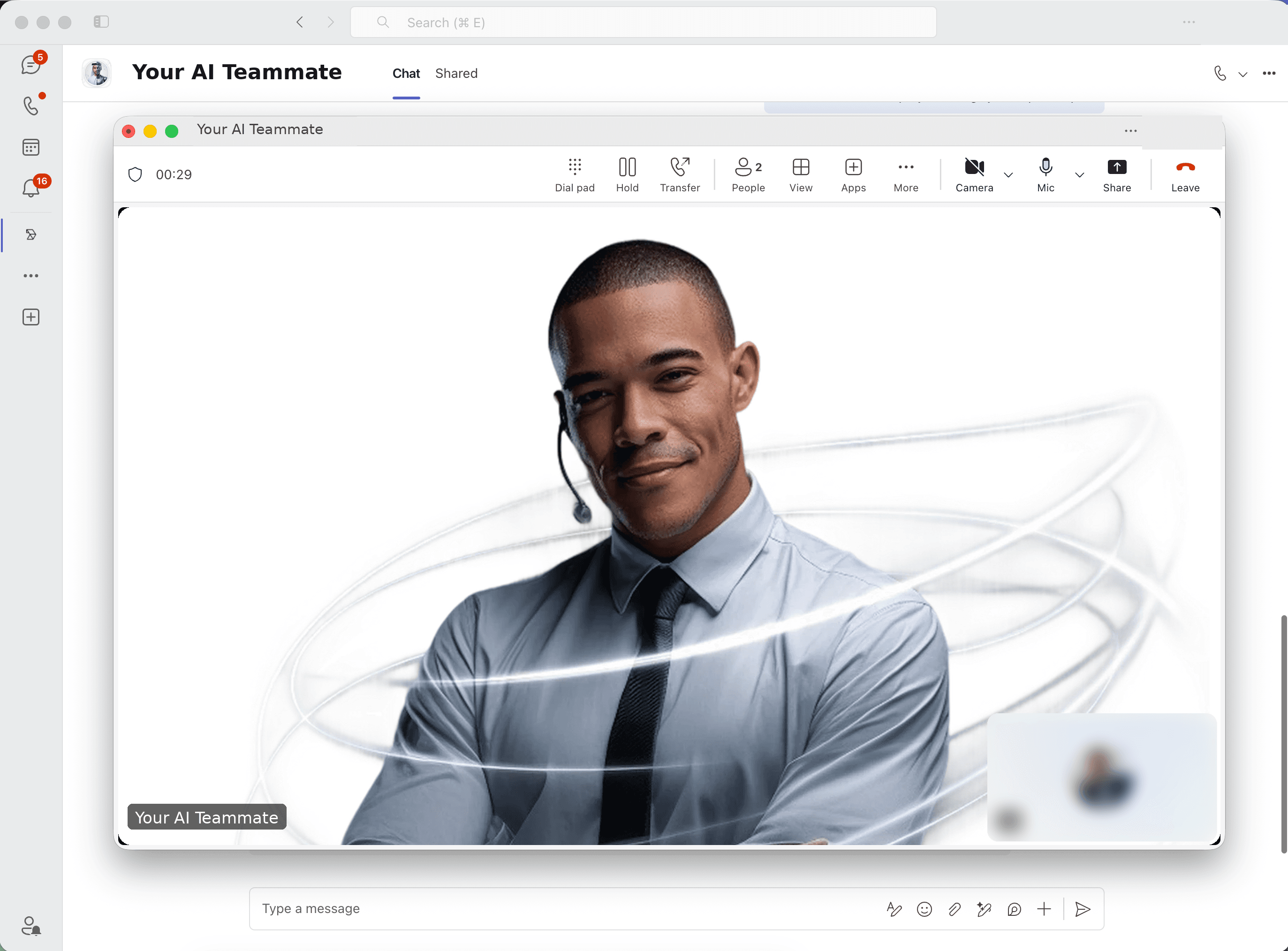 CVI avatar, live in Microsoft Teams